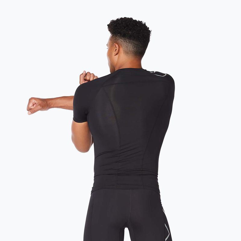 Mâneci lungi de bărbați 2XU Core Compression pentru antrenament negru/argintiu MA6399A 3