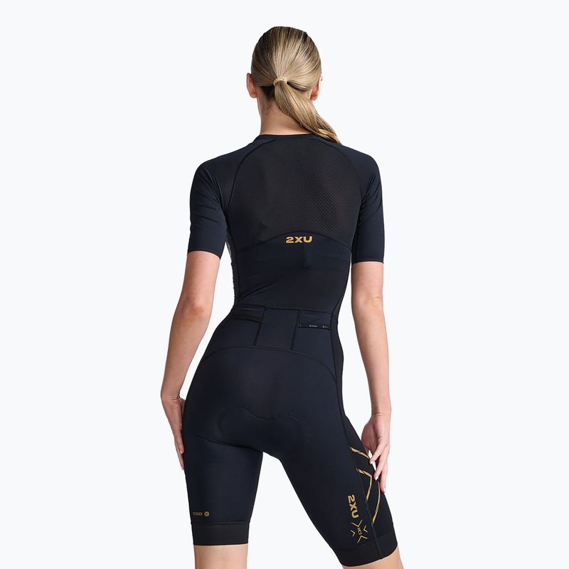 Costum de triatlon pentru femei 2XU Light Speed Sleeved negru/aur 2