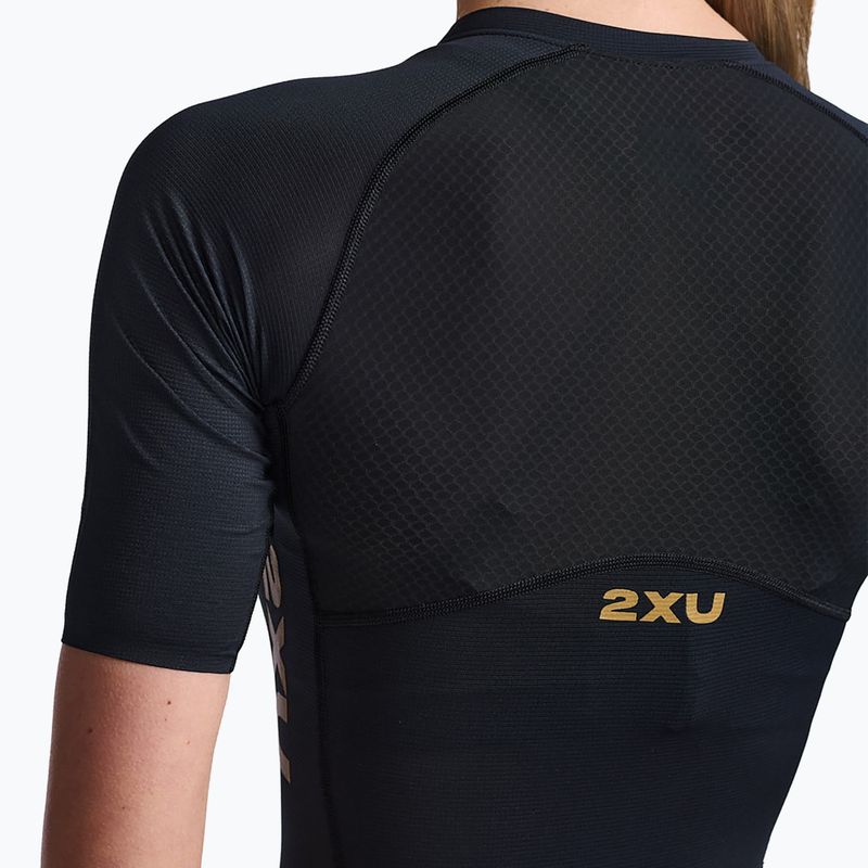 Costum de triatlon pentru femei 2XU Light Speed Sleeved negru/aur 4