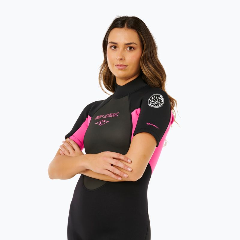 Costum de înot pentru femei Rip Curl Omega 2/2 mm Back Zip Springsuit black/pink 5