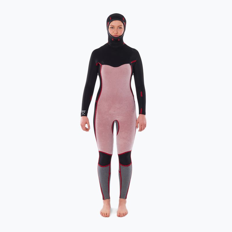 Costum pentru femei Rip Curl Dawn Patrol 5/4mm Chest Zip Hooded black 3