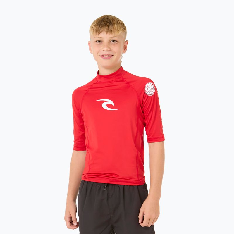Rip Curl Lycra Brand Wave UPF tricou de înot roșu pentru copii 4