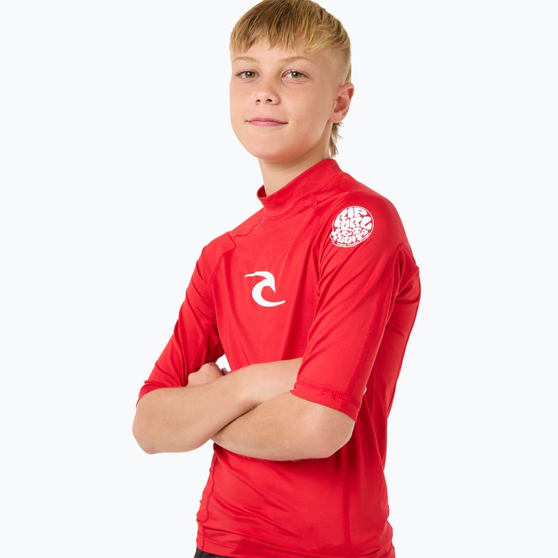 Rip Curl Lycra Brand Wave UPF tricou de înot roșu pentru copii 6