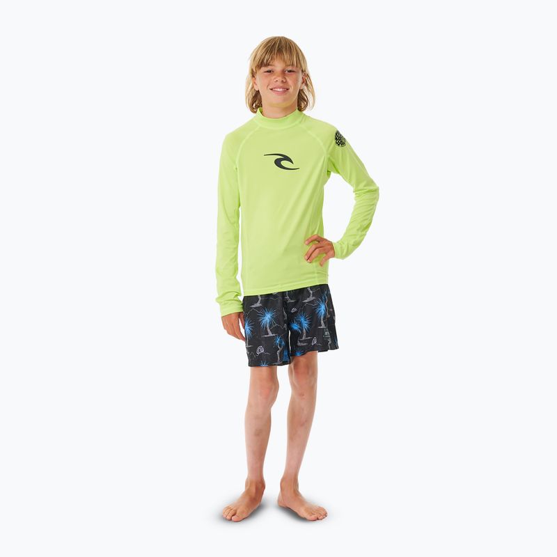 Longsleeve de înot pentru copii Rip Curl Brand Wave UPF Rash Vest lime 2