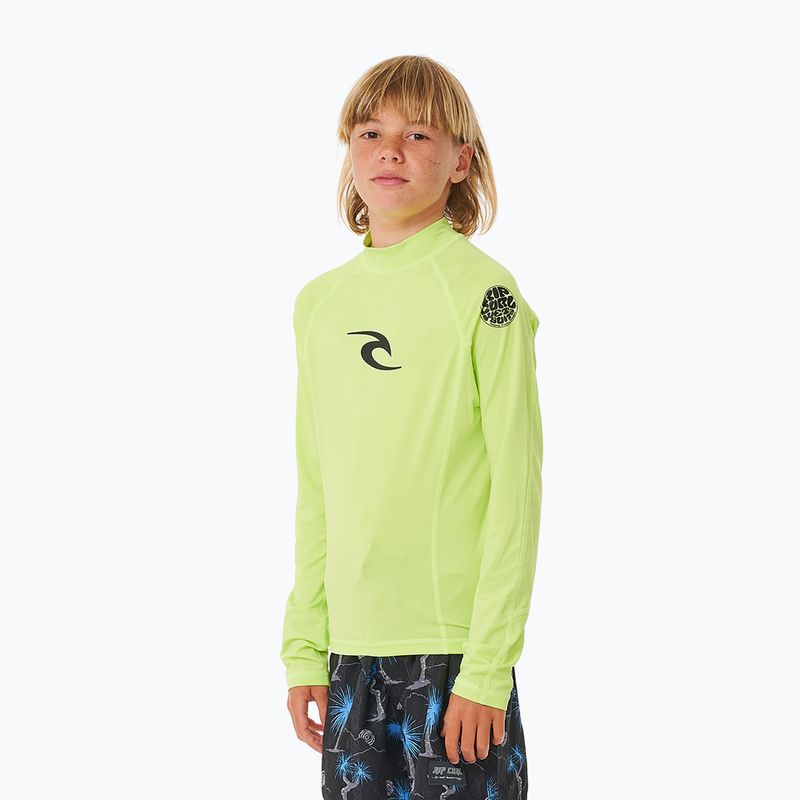 Longsleeve de înot pentru copii Rip Curl Brand Wave UPF Rash Vest lime 4