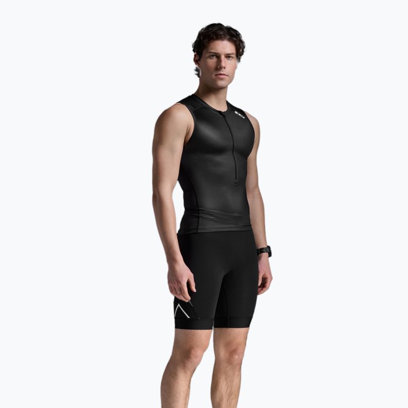 Tank top de ciclism pentru bărbați 2XU Core Tri Tank black/white 3