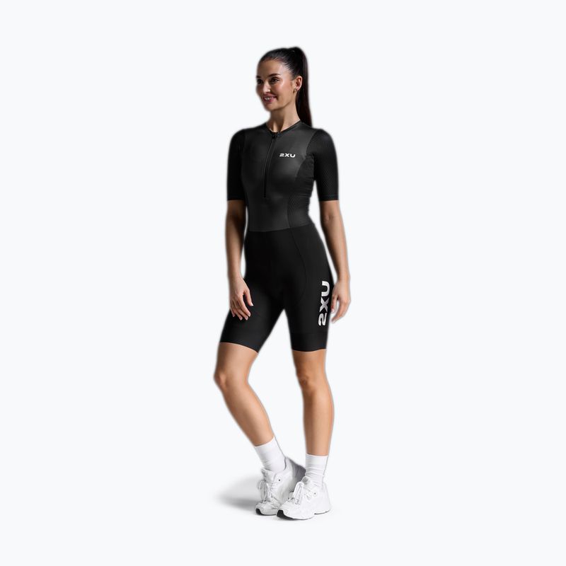 Combinezon de triatlon pentru femei 2XU Aero Hex Sleeved black/white 2