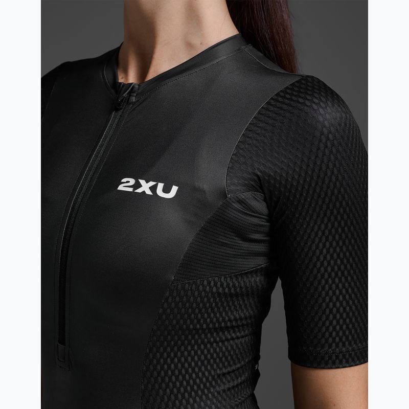 Combinezon de triatlon pentru femei 2XU Aero Hex Sleeved black/white 3