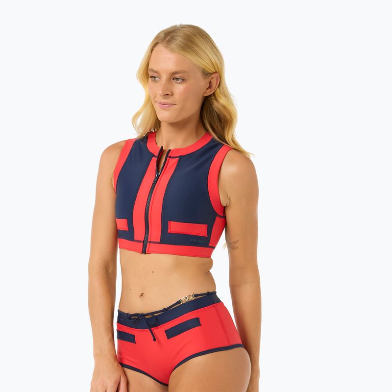 Partea de sus a costumului de baie Rip Curl Coco Short Sleeve Vest red/dark blue 4