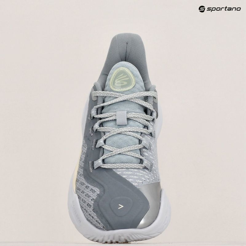 Under Armour Curry 11 YW halo pantofi de baschet gri / oțel / alb argilă albă 9