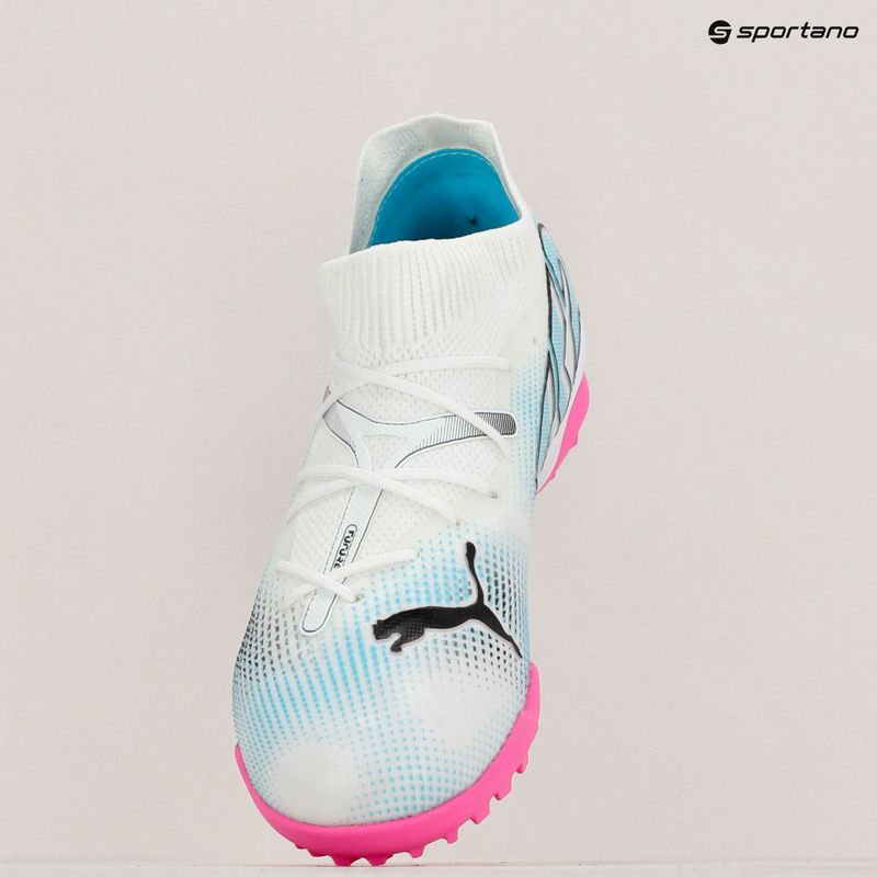 Încălțăminte de fotbal pentru copii PUMA 7 Match TT + Mid puma white/puma black/poison pink