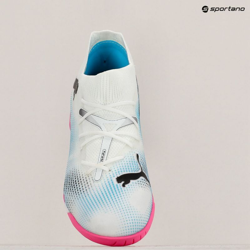 Încălțăminte de fotbal pentru copii PUMA 7 Match IT + Mid puma white/puma black/poison pink