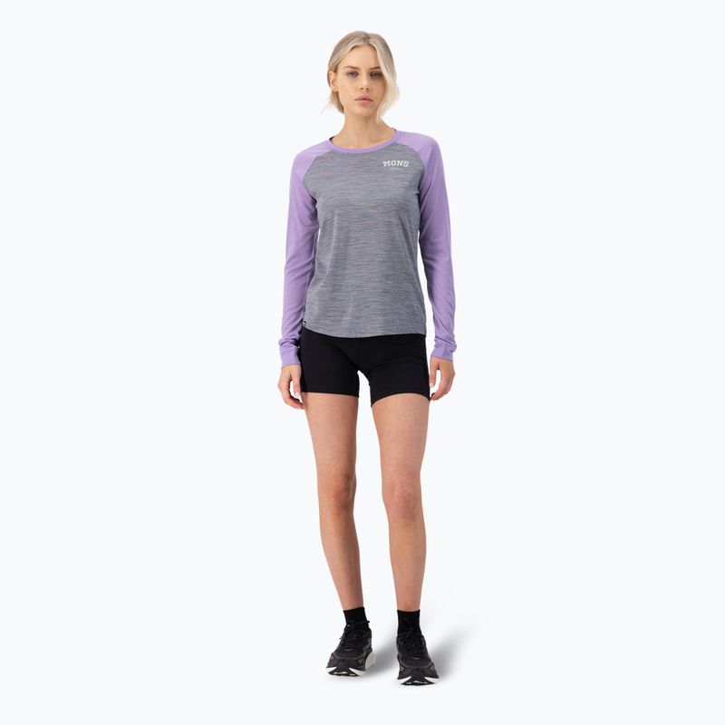 Bluză termică damă Mons Royale Icon Raglan grey heather/ lupin 2