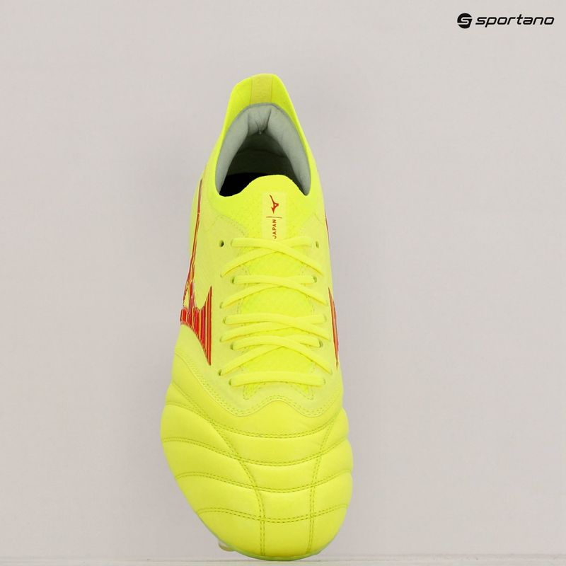Încălțîminte de fotbal pentru bărbați Mizuno Morelia Neo IV Β Japan Mix safety yellow/flery coral 2/safety yellow 9