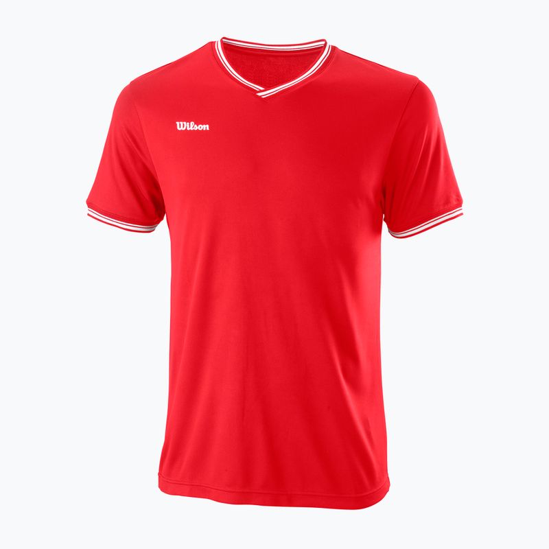 Cămașă de tenis Wilson Team II High V-Neck pentru bărbați, roșu WRA794103