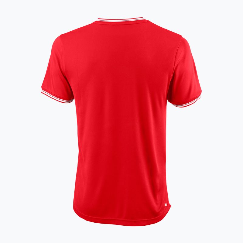 Cămașă de tenis Wilson Team II High V-Neck pentru bărbați, roșu WRA794103 2