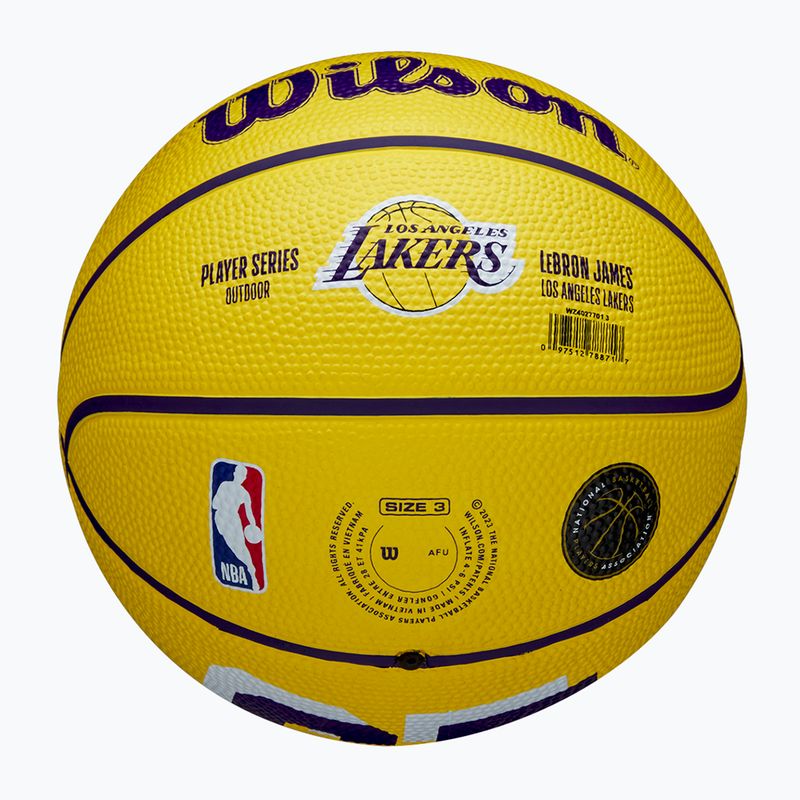 Minge de baschet pentru copii Wilson NBA Player Icon Mini Lebron yellow mărime 3