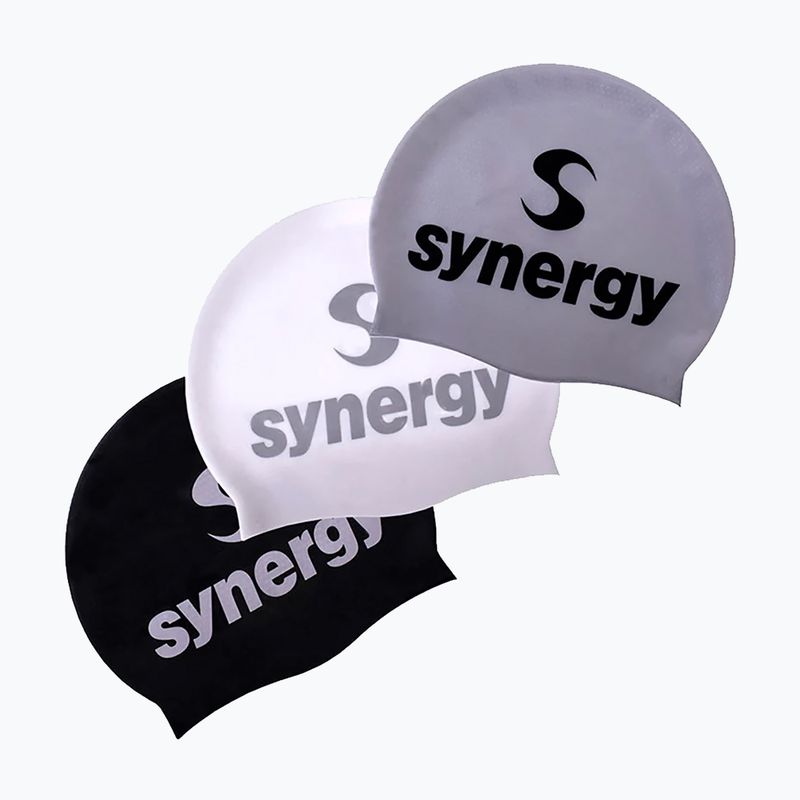 Cască înot Synergy Silicone Swim Cap 3 pcs. black/silver/white