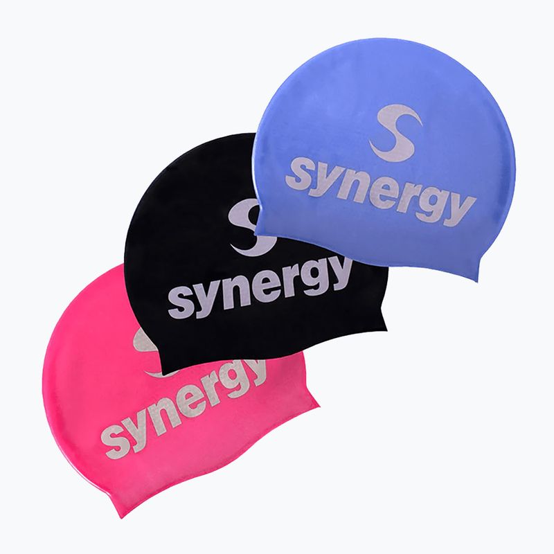 Cască înot Synergy Silicone Swim Cap 3 pcs. black/lavender/pink
