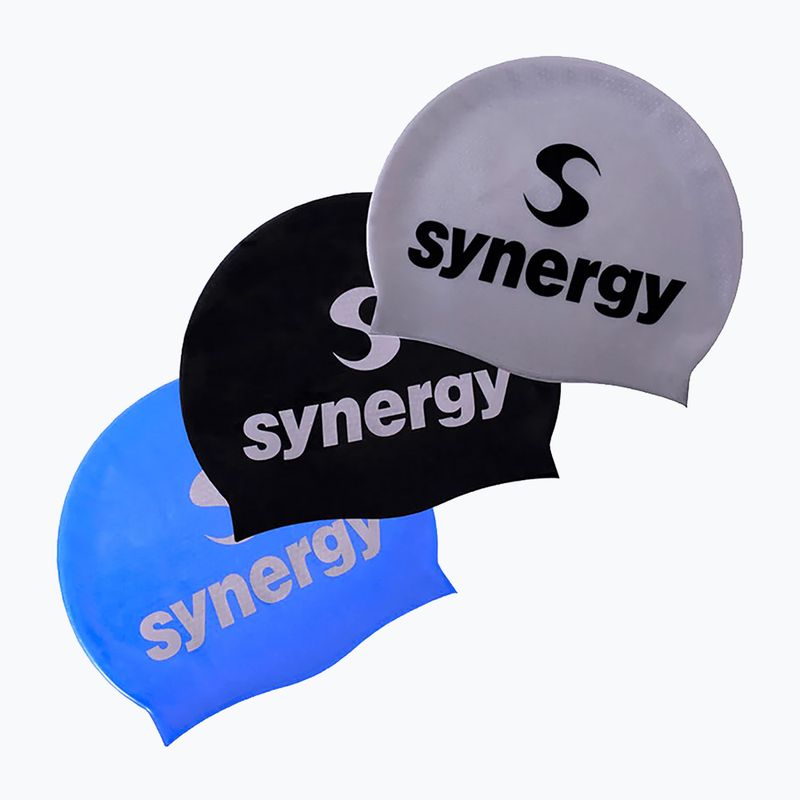 Cască înot Synergy Silicone Swim Cap 3-Pack black/blue/silver