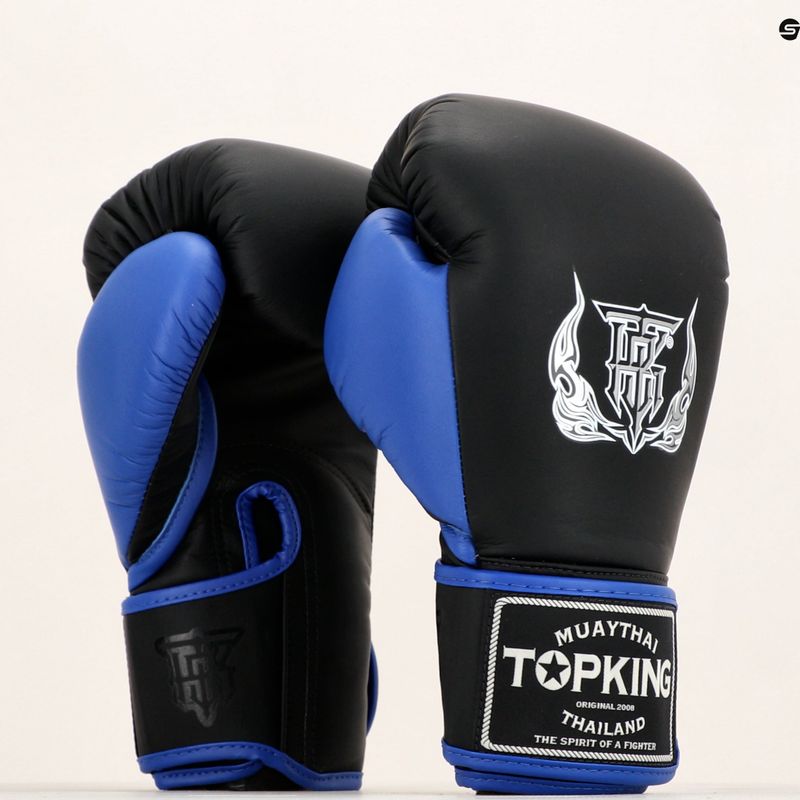 Mănuși de box Top King Reborn Boxing Semi Leather black/blue 7