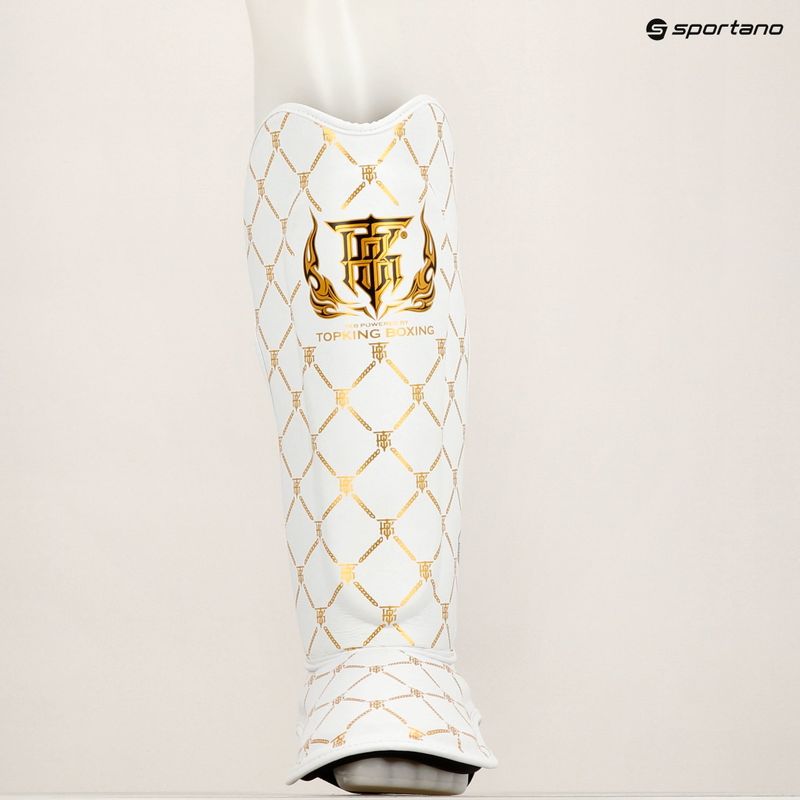 Apărători de tibie Top King Chain Semi Leather white/gold 8