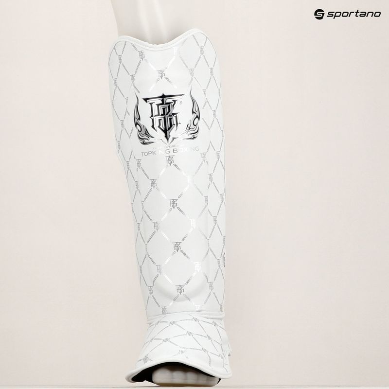 Apărători de tibie Top King Chain Semi Leather white/silver 8