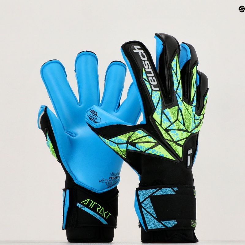 Mănuși de portar Reusch Attrakt Aqua Evolution black/fluo lime/aqua 8