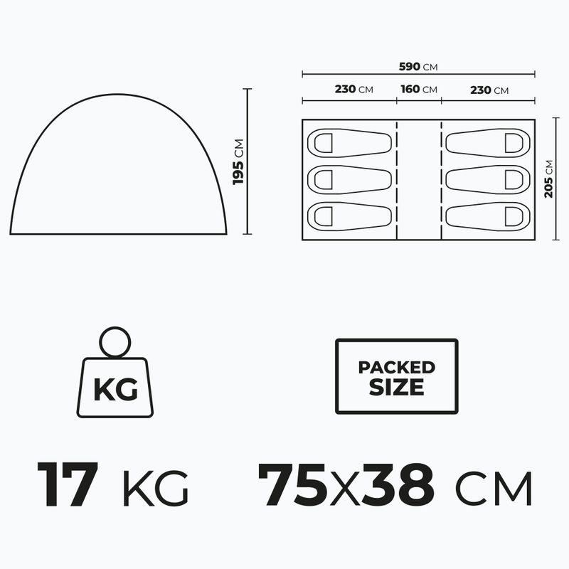 Cort de camping pentru 6-persoane KADVA AIRcamp 6.33 verde 24