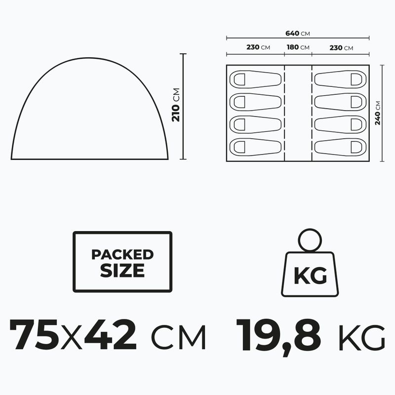 Cort de camping pentru 8-persoane KADVA AIRcamp 8.44 verde 7