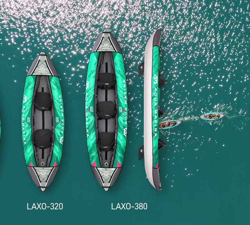 Caiac gonflabil 3-personă 12'6″ AquaMarina Recreational Kayak verde Laxo-380 19