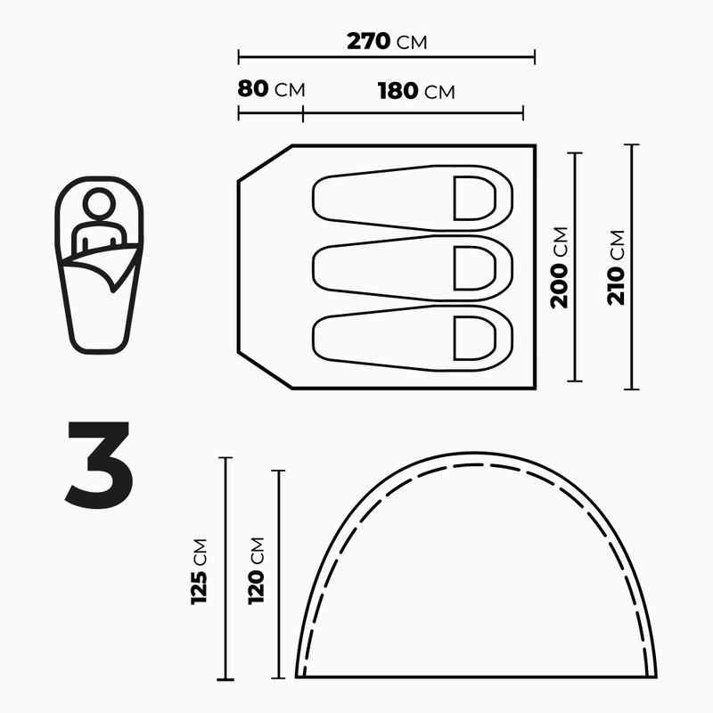 Cort de camping pentru 3-persoane KADVA CAMPdome 3 albastru 6