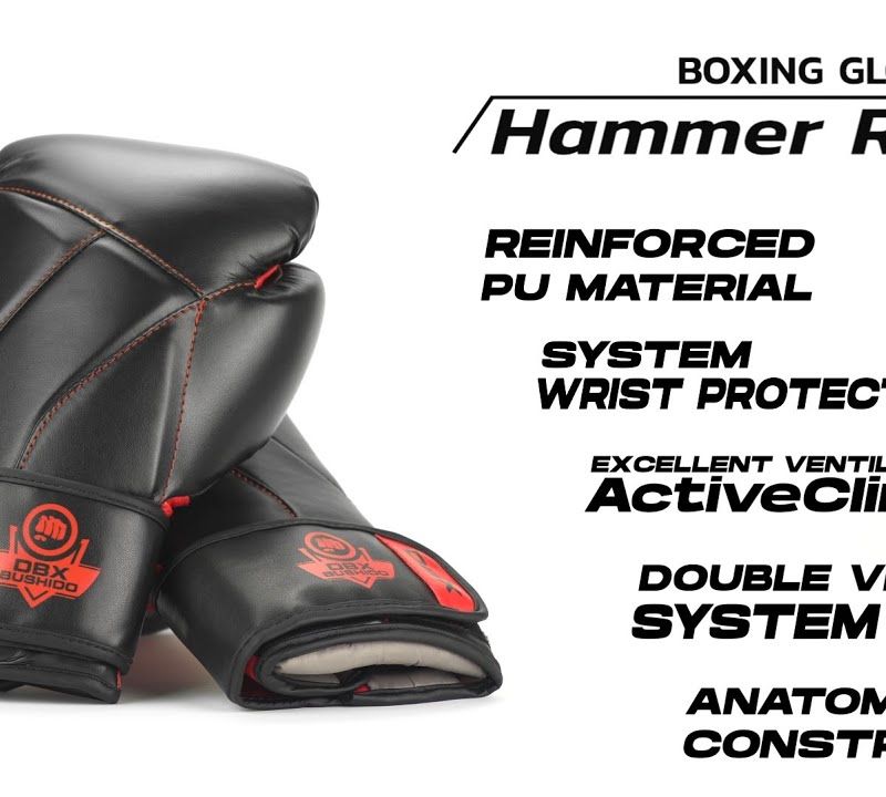 Mănuși de box DBX BUSHIDO "Hammer - Red" Muay Thai negre/roșii 20