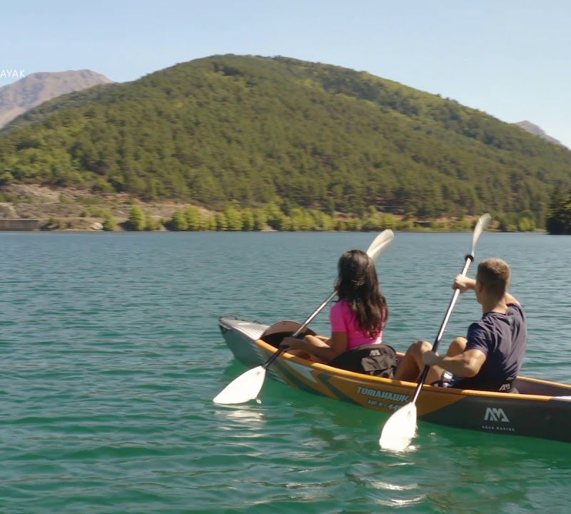 2 persoane de înaltă presiune de înaltă presiune caiac gonflabile 14'5 'AquaMarina Tomahawk gri Air-K 440 7