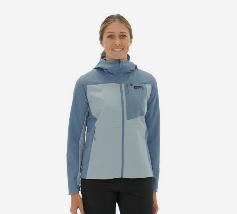 Geacă softshell pentru femei Patagonia R1 CrossStrata Hoody lagom blue 16