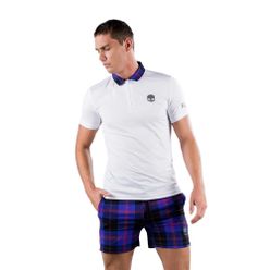 Tricou polo de tenis pentru bărbați HYDROGEN Tartan alb și violet T00518E82