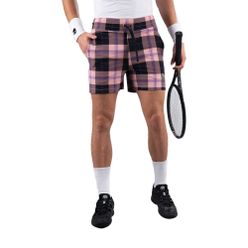 Pantaloni scurți de tenis pentru bărbați HYDROGEN Tartan negru/roz T00519E78