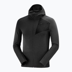 Bărbați Salomon Outline FZ Hoodie fleece sweatshirt fleece negru LC1368300