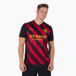 Tricou de fotbal pentru bărbați Puma Mcfc Away Jersey Replica negru și roșu 765722