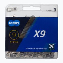 Lanț de bicicletă KMC X9 122 verigi 9rz gri-argintiu BX09NG122
