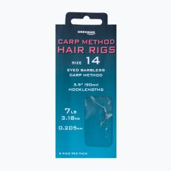 Drennan Carp Method Hair Rigs cu ochiuri, cârlig fără barbe + linie 8 buc. clar HNHCMT014