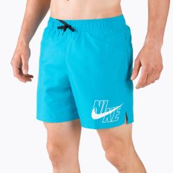 Pantaloni scurți de înot pentru bărbați Nike Logo Solid 5' Volley Blue NESSA566