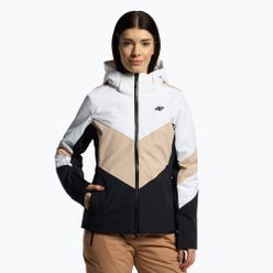 Jachetă de schi pentru femei 4F alb  bej și negru H4Z22-KUDN008