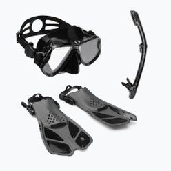 Set de snorkeling AQUASTIC Mască + Aripioare + Tub negru MSFA-01SC