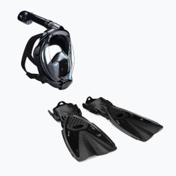 Set de snorkeling AQUASTIC Mască Fullface + Aripioare negru SMFA-01SC