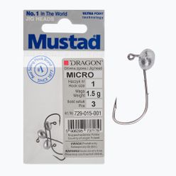 Mustad Micro 3 piese cap de jig cu cap de mărimea 1 argint PDF-729-015-001