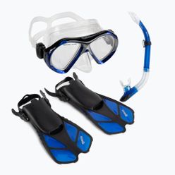 Set de scufundări Mares ABC Quest Travel mască + tub + aripioare negru-albastru 410797