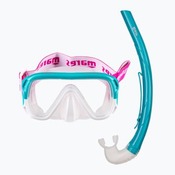 Set de snorkeling pentru copii Mares Combo Keewee Junior aqua/white/clear