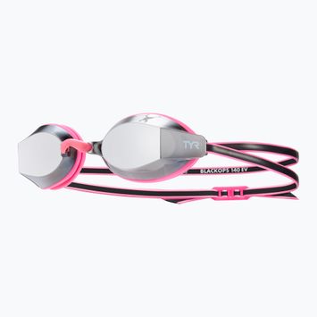 Ochelari de înot pentru copii  TYR Blackops 140 Ev Racing Mirrored silver/ pink/ black