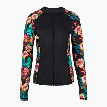 Longsleeve de înot pentru femei Hurley Fiji Fantasy Zip Front Rashguard black